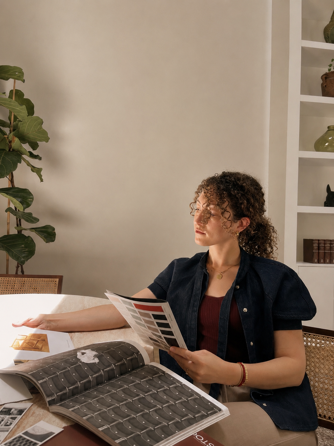 Creative director reviewing editorial color and print material